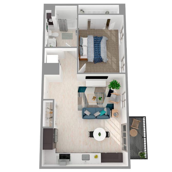 Floor Plan - 1 Bed/1 Bath-a15.1