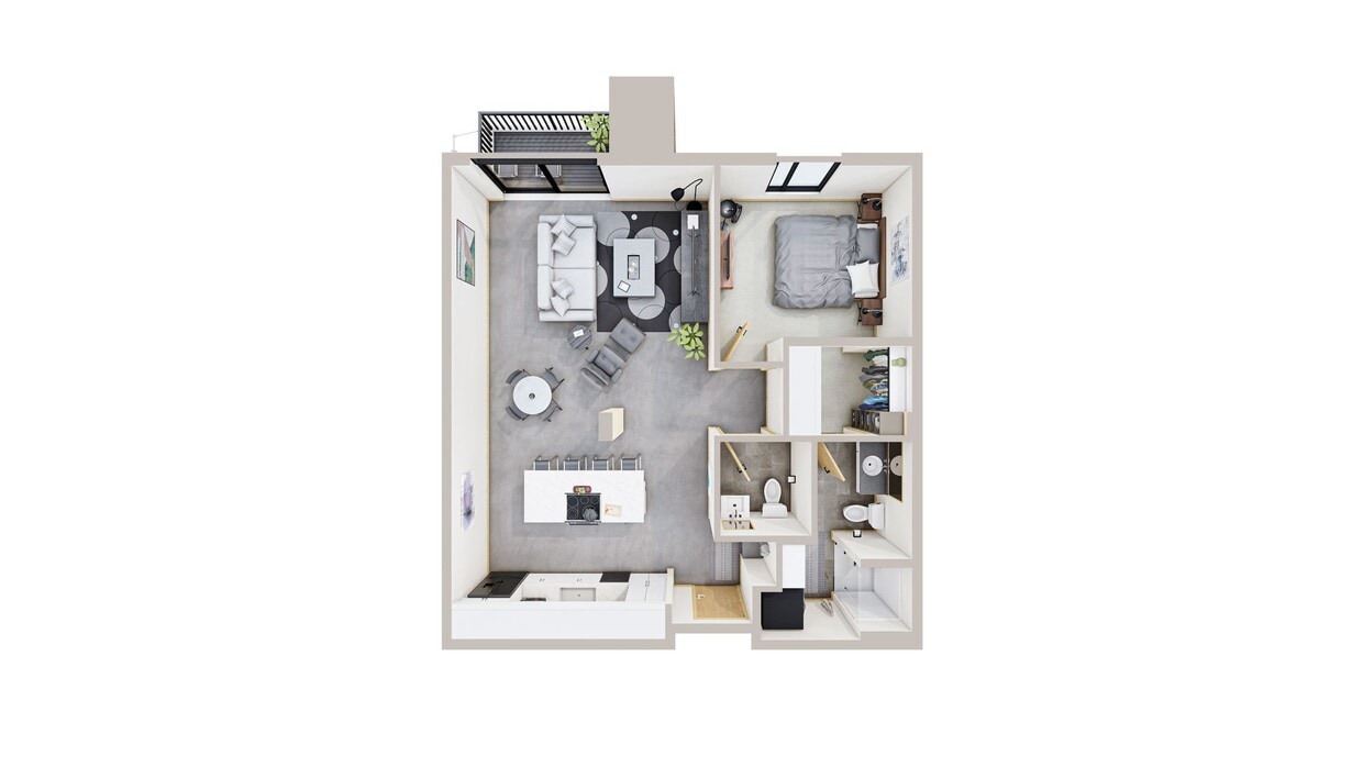 Floor Plan - 1 Bed/1.5 Bath - 4