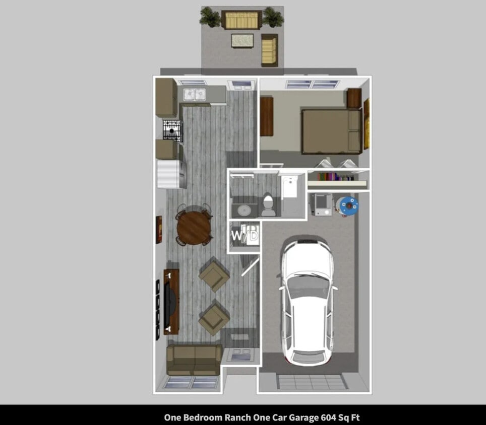 1 Bedroom Ranch 1 Car Attached Garage - Ranch with One Car Attached Garage