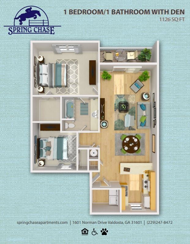Floor Plan - 1 Bed 1 Bath w/Den