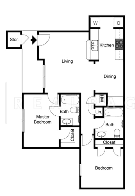 2BR/2BA - 2 Bedroom, 2 Bath