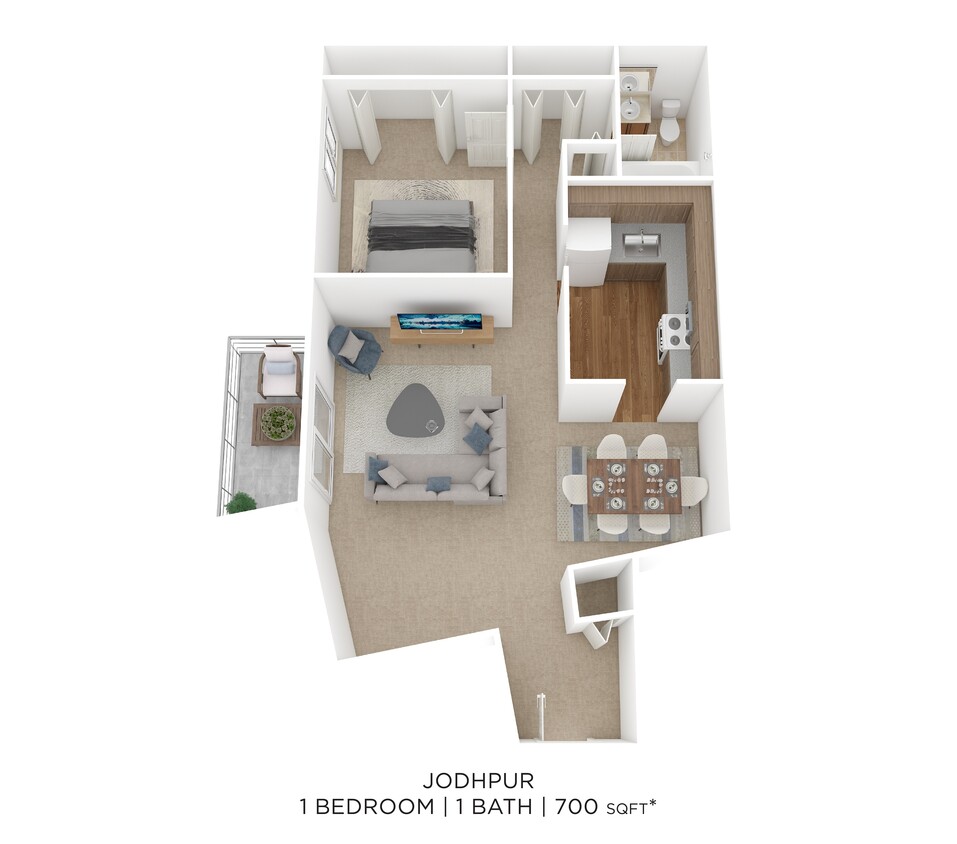 Floor Plan - One Bedroom- 700 sqft
