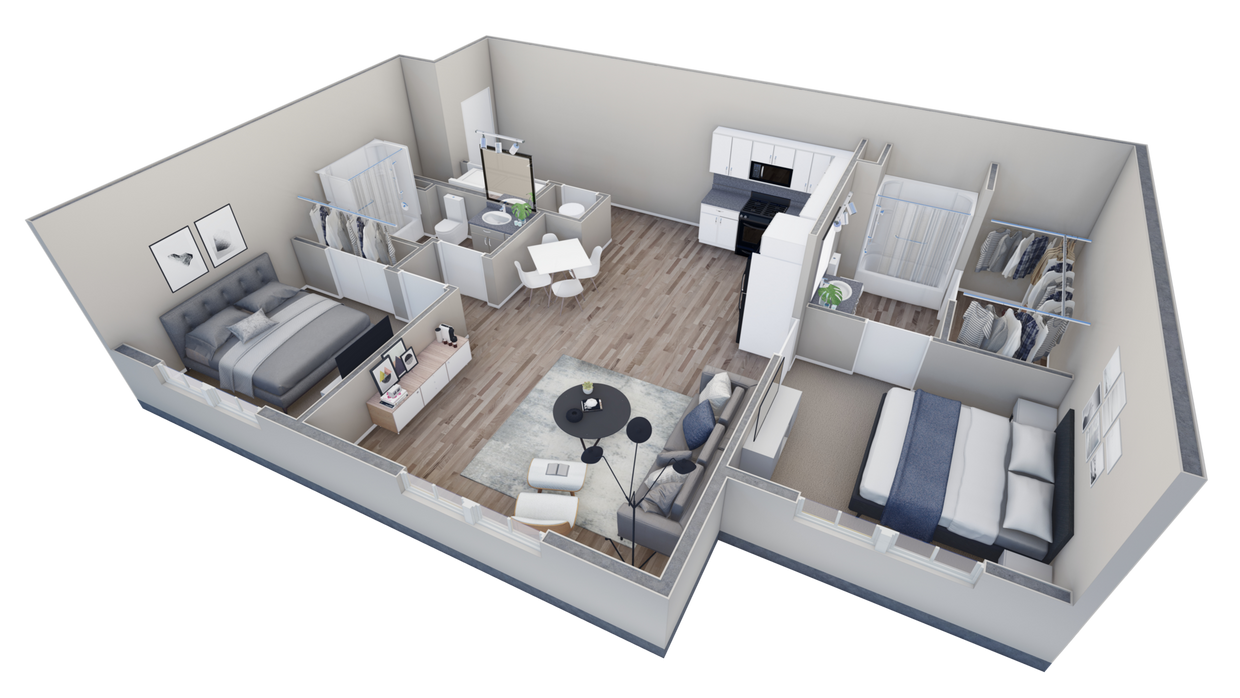 Floor Plan - 2-2 BR Retreat Overlook