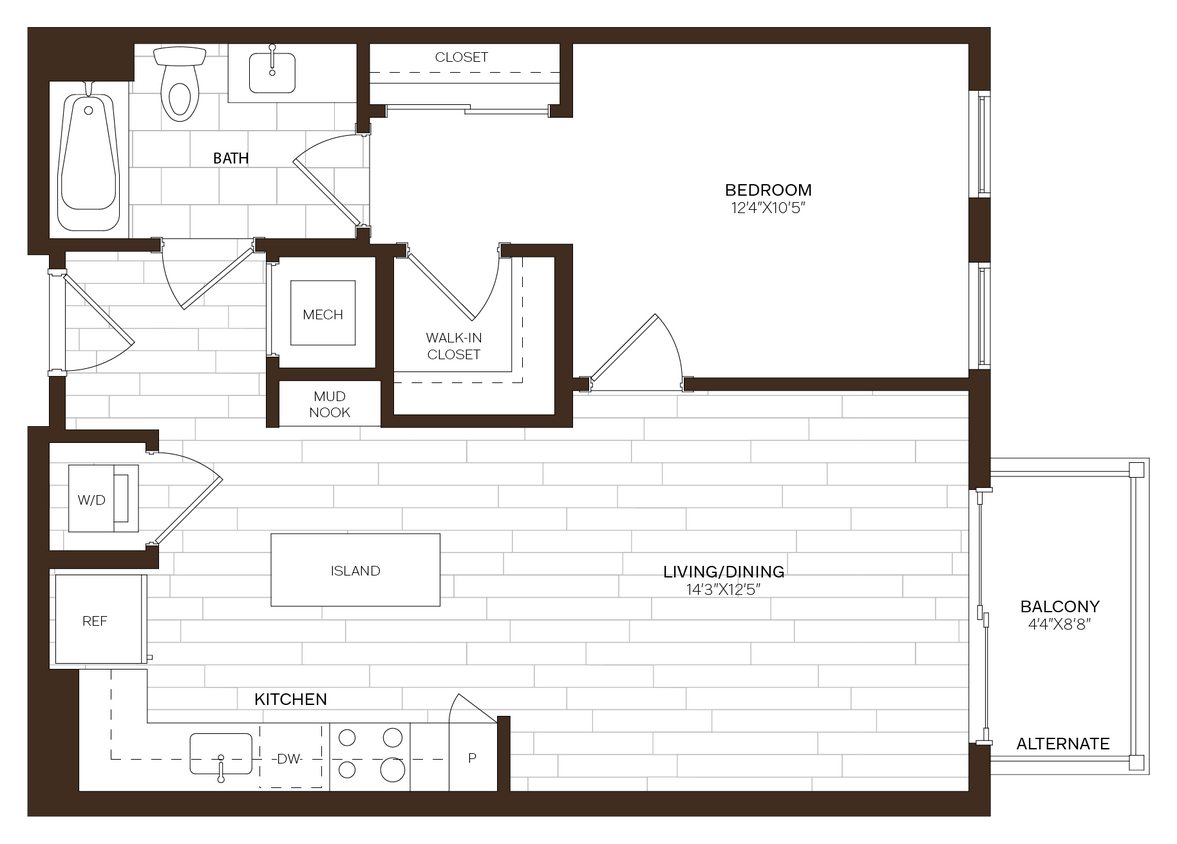 Floor Plan - 1 Bed/1 Bath-A4