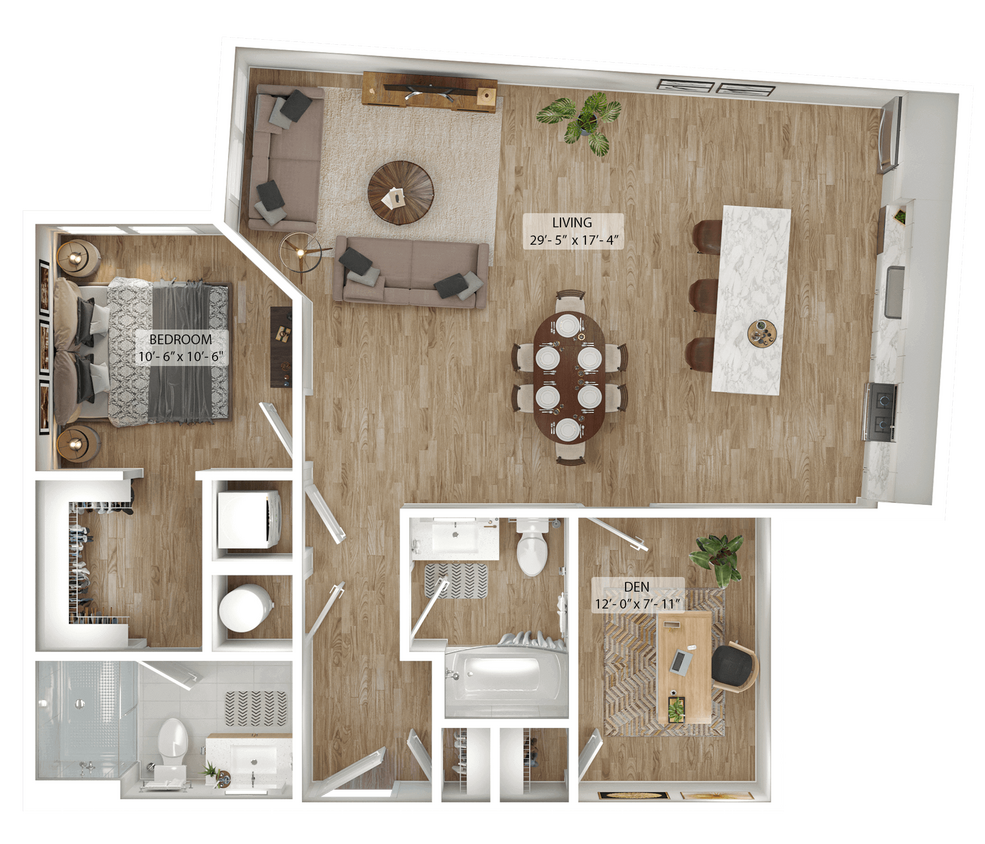 Floor Plan - 1 Bed/2 Bath Den-A2D