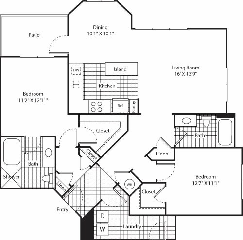 Floor Plan - Two Bed B-3 - Phase II
