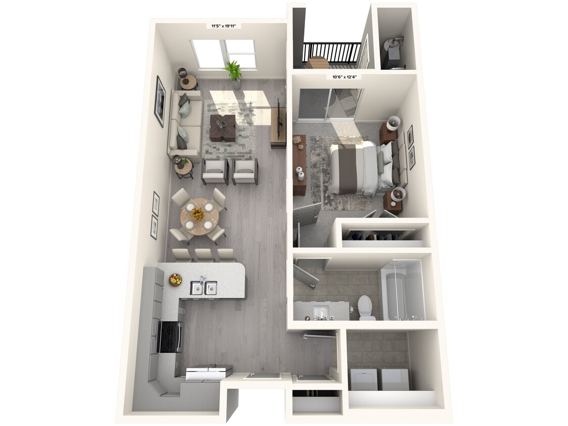 Floor Plan - 1 bed/1 bath