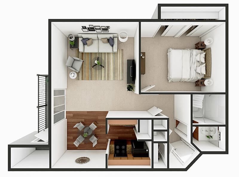 Floor Plan - One Bedroom One Bath