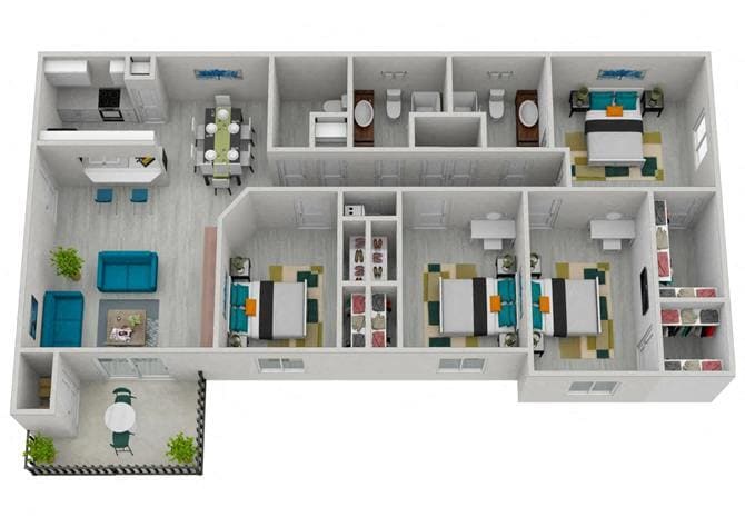 Floor Plan - Four Bed 2.5 Bath