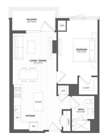 Floor Plan - 1 Bed/1 Bath-a82