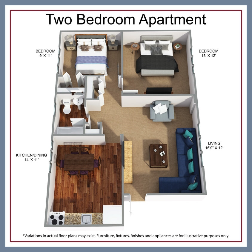 Floor Plan - Two Bedroom Apartment - Cypress