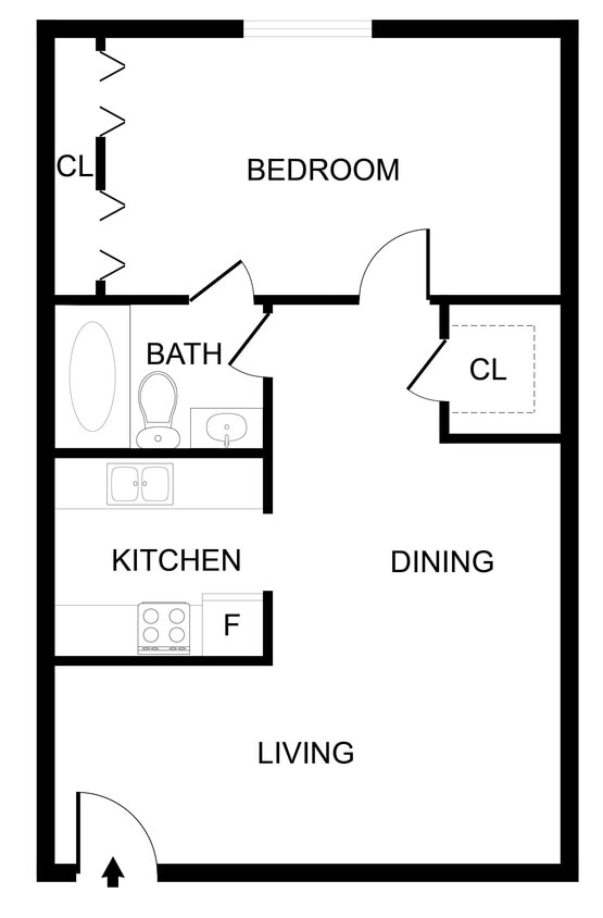 Floor Plan - ONE BEDROOM ONE BATH A4