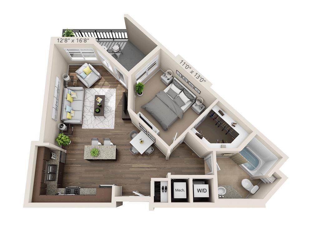 Floor Plan - One Bedroom A1C