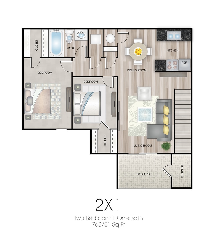 2x1 768 Sq Ft - 2-1A