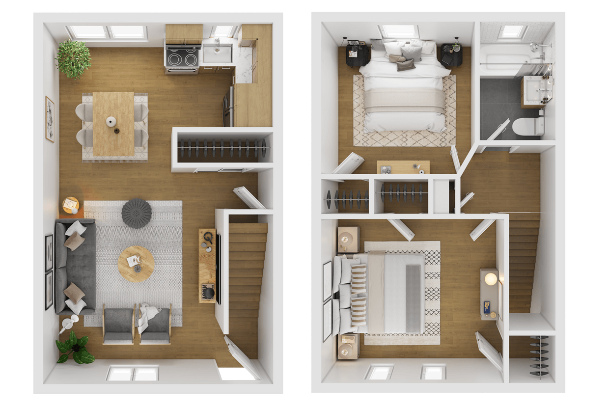 Floor Plan - 2 Bedroom 1 bath Townhome