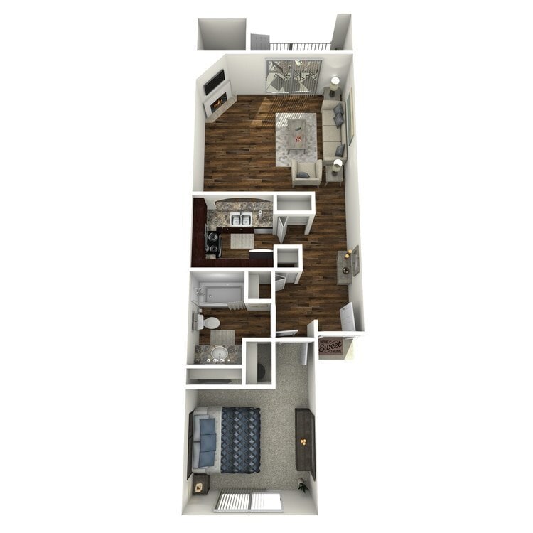 Floor Plan - One Bedroom One Bathroom - B