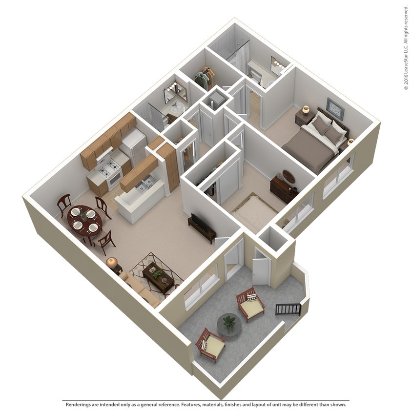 Floor Plan - 2 Bed 2 Bath (D)