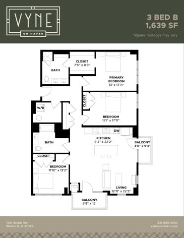 Final - Vyne On Haven - Floor Plans - 3 BED B - ADAPTABLE - 3 BED - B ADAPTABLE