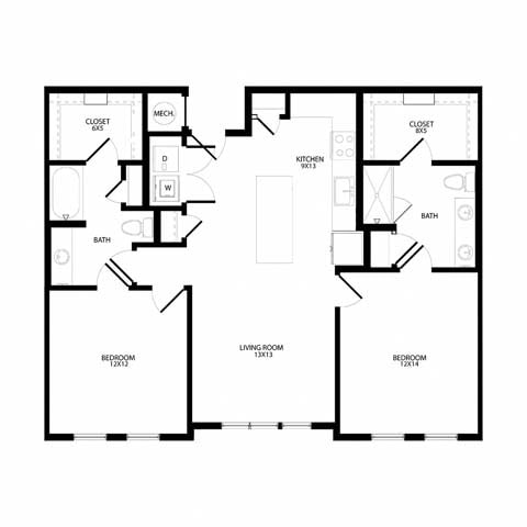 Floor Plan - Two-Bedroom (B3)