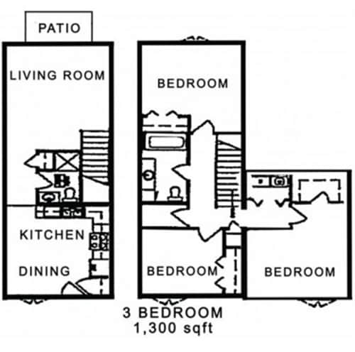 Floor Plan - 3 Bedroom 2 Bathroom