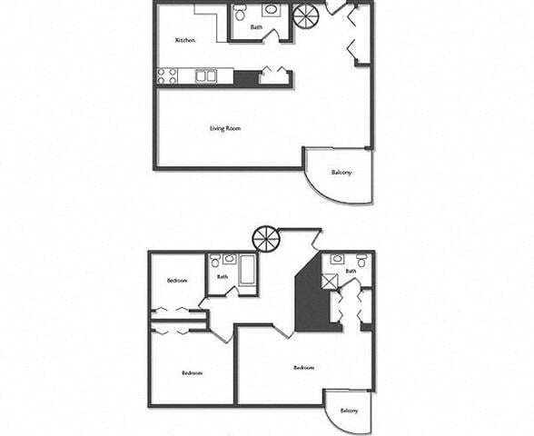 Floor Plan - 3D Penthouse w/ Balcony