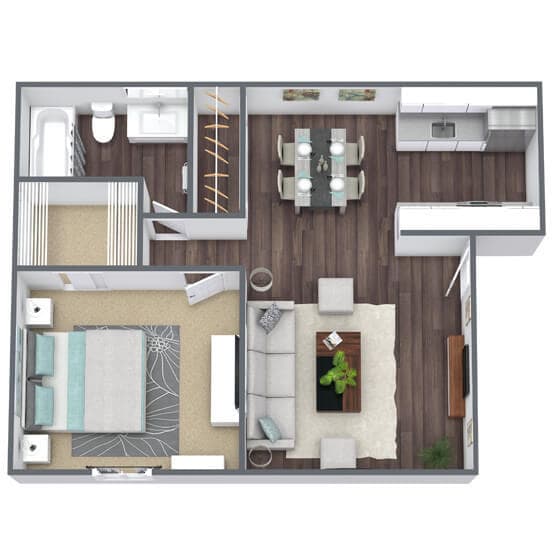 Floor Plan - One Bedroom One Bath L