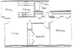 Floor Plan - 2 Bed 1 Bath