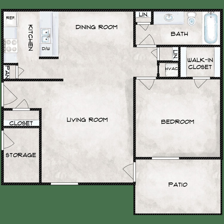 Floor Plan - 1 BR A-2	
