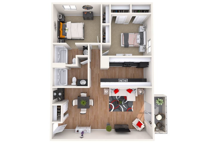 Floor Plan - Two Bed, Two Bath