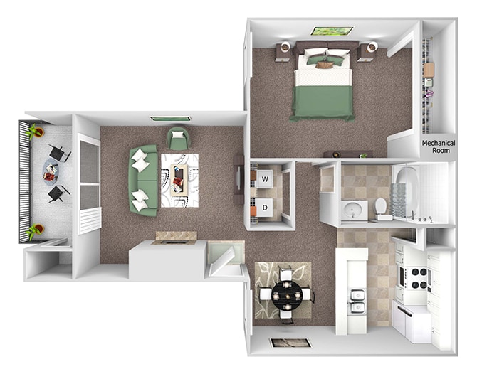 Floor Plan - A1 (One Bedroom One Bath)
