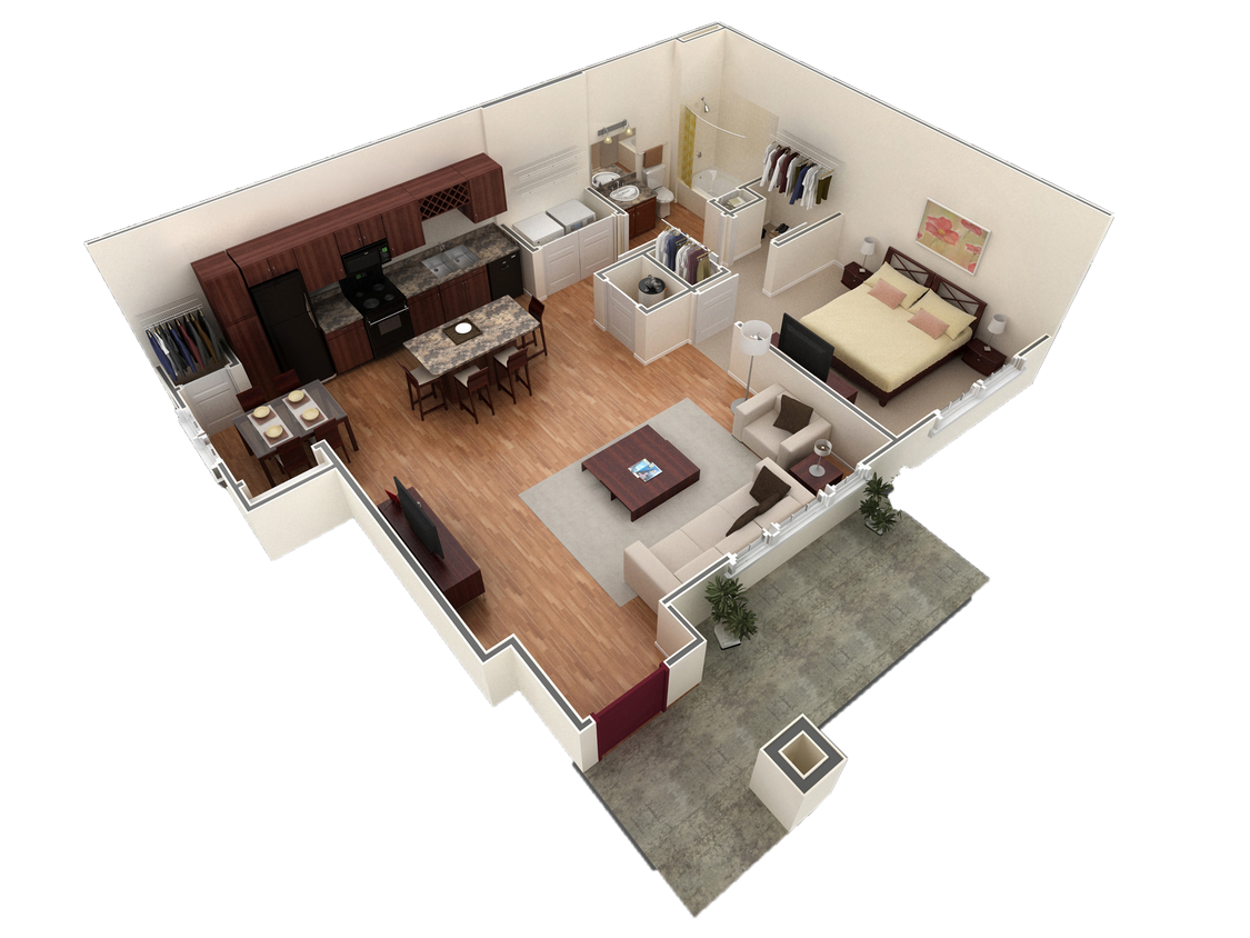 Floor Plan - 1 BR Grand Courtyard