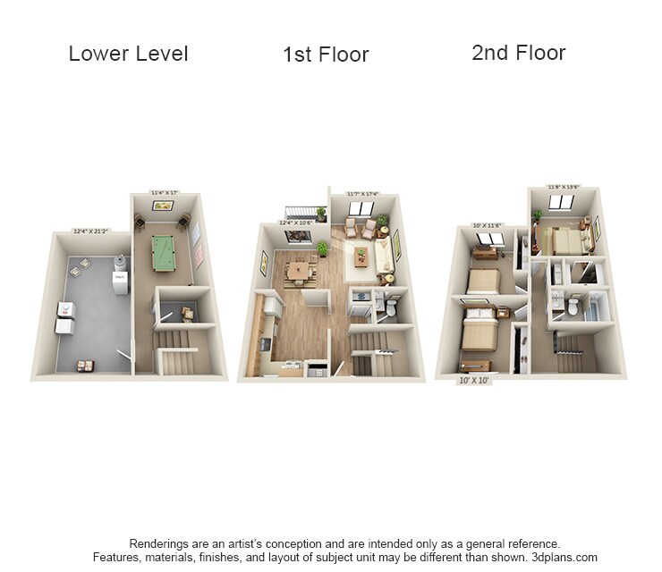 Floor Plan - 3 Bed Townhome