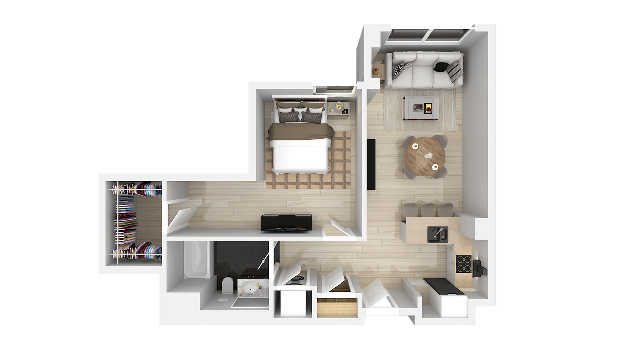 Floor Plan - One Bedroom One Bath G