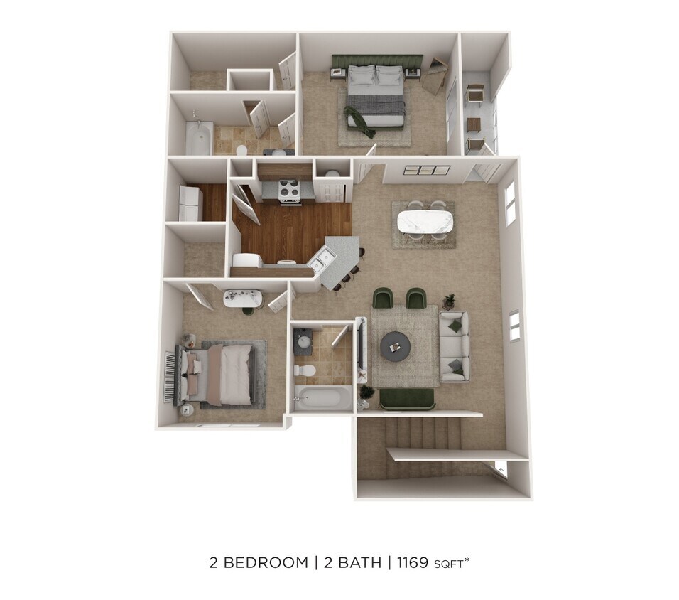 Floor Plan - Two Bedroom 2 Bath- Upper level w/ Garage 1169 ...