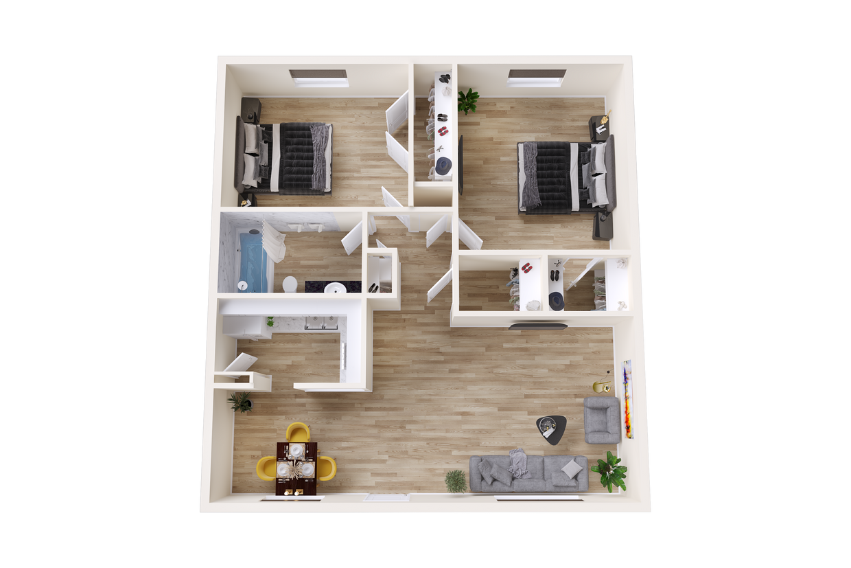 2 Bedroom 3D.png - Renovated 2BR 1BA