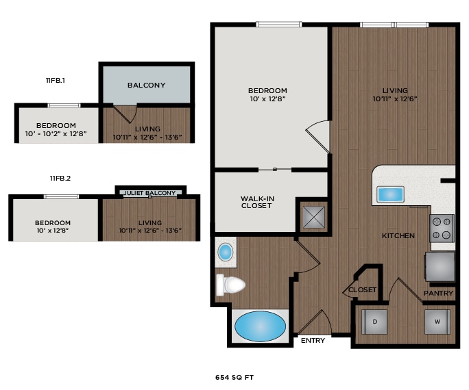 Floor Plan - 654 Sq Ft