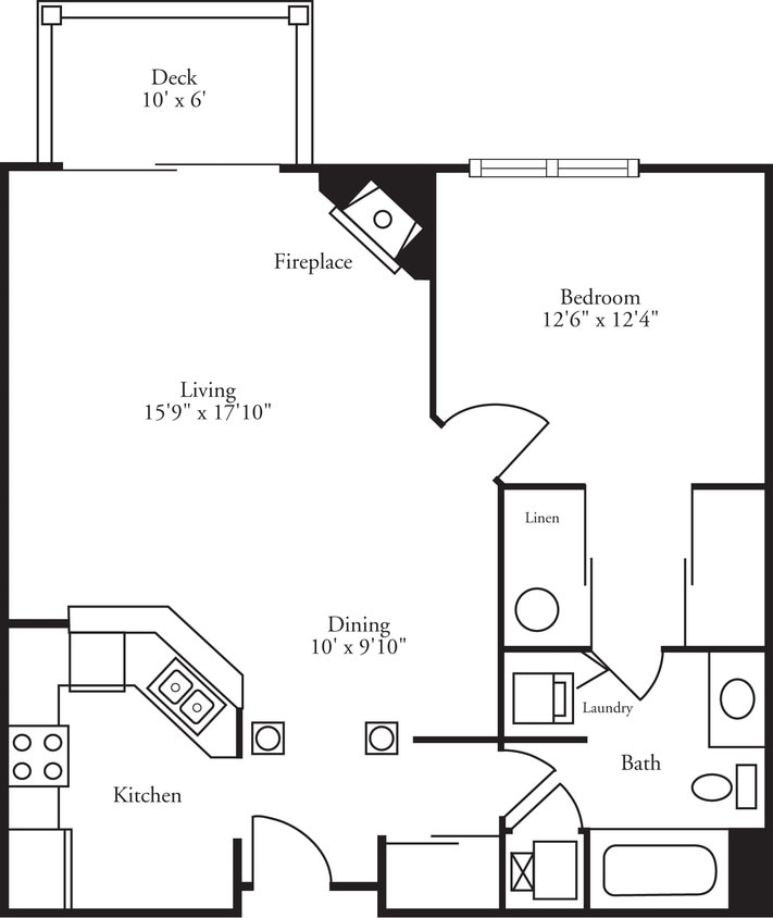 Floor Plan - Pinnacle - 1 Bed, 1 Bath Aberdeen