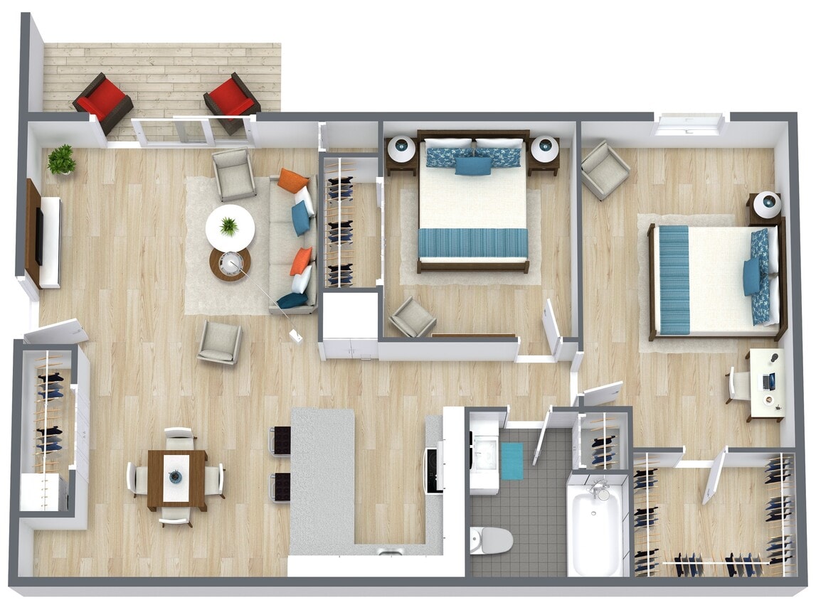 Floor Plan - 2 Bedroom - 1 bath