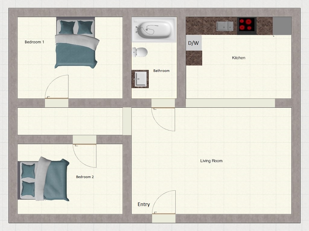 B1 Carriage_2Bed_2Bath_800 sq ft - B1_Carriage - Two Bedroom, One Bathroom
