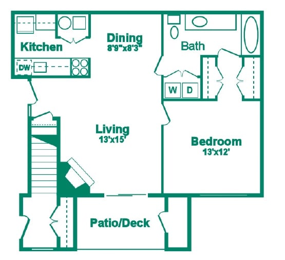 Floor Plan - One Bedroom Style B