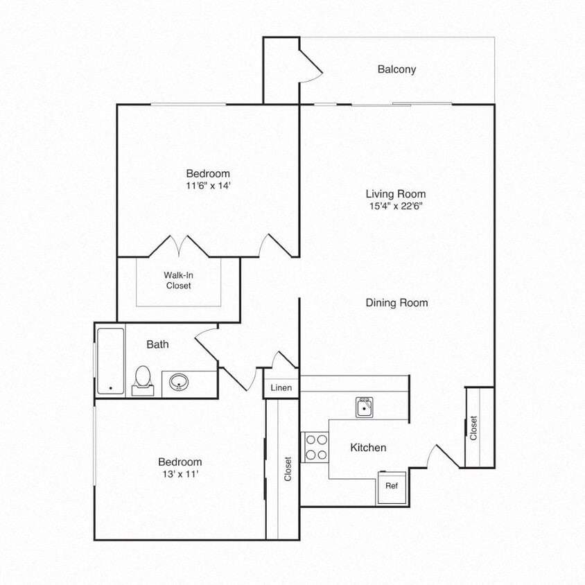 Floor Plan - 2x1 B Renovated 