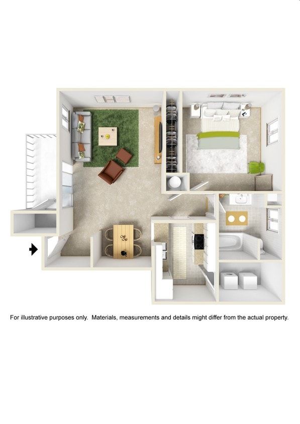1BR/1BA - 1 Bed 1 Bath A