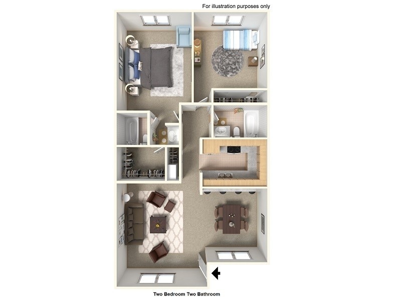 Floor Plan - 2 bed 2 bath