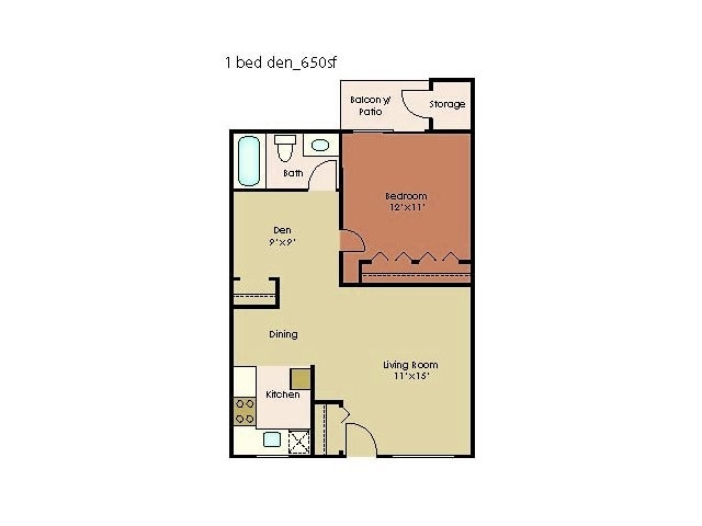1BR/1BA - One Bedroom with Den