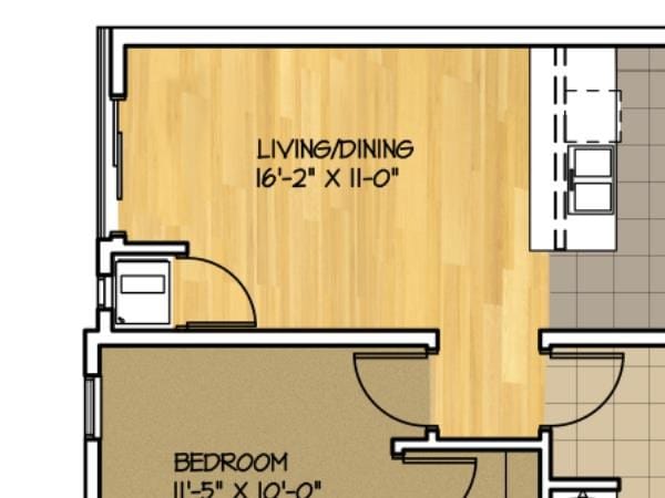 Floor Plan - 1 bed/1 bath