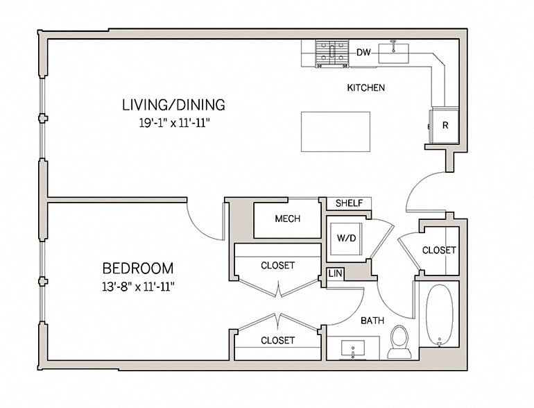 Floor Plan - 1 Bed 1 Bath A7