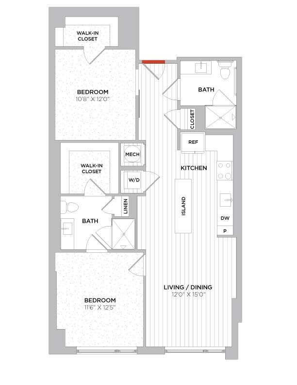 Floor Plan - 1 Bed/1 Bath Den-B03 East