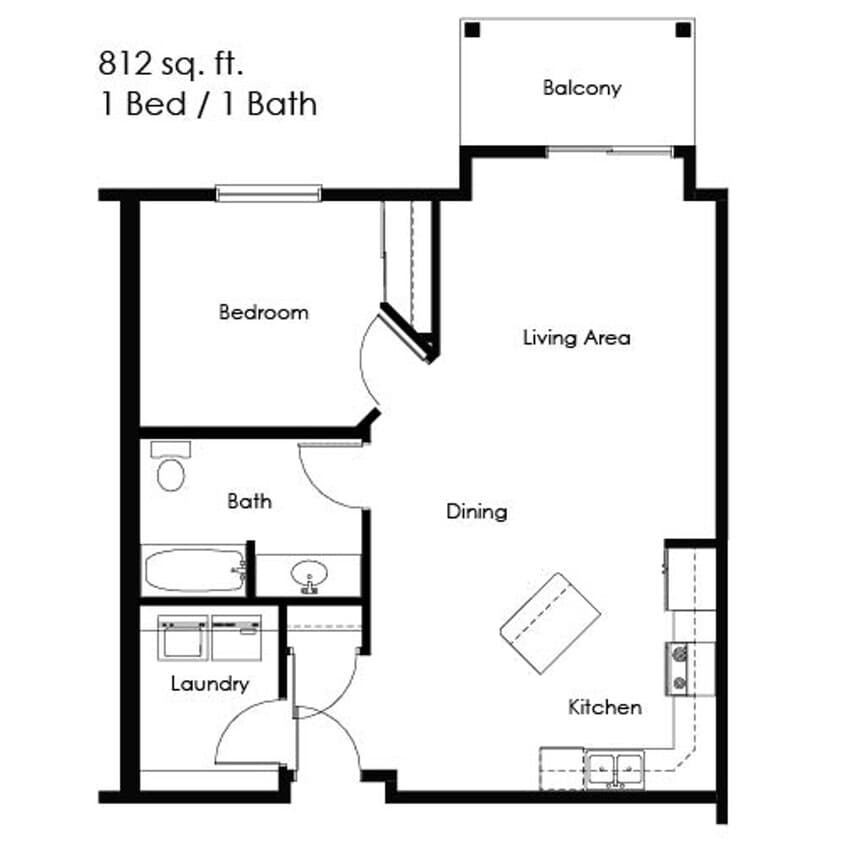 Floor Plan - 1 Bed / 1 Bath 812 sq ft 1st Floor