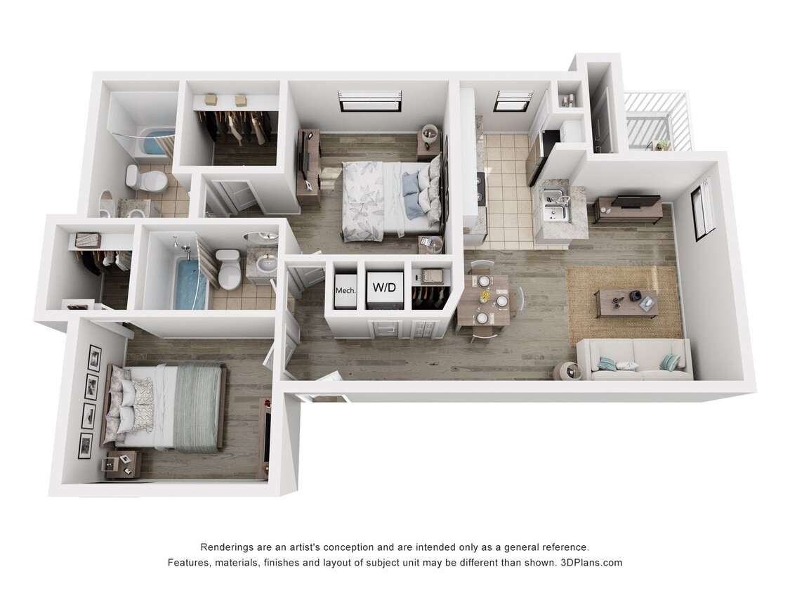 Floor Plan - 2 Bed/ 2 Bath B1