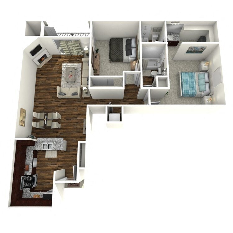 Floor Plan - Two Bedroom Two Bathroom - D